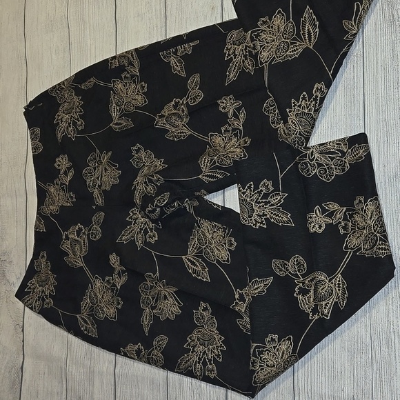 Tommy Bahama Pants - Tommy Bahama Women's Floral Embroidered Silk Pants Black and Tan Size 10